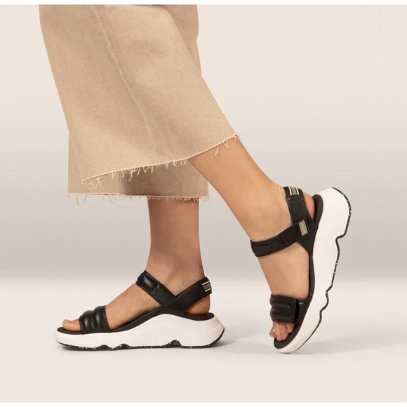 Aetrex Whit Sport Sandals Women's Size 10 Black Wedge Comfort Ankle Strap Shoes - Picture 2 of 16